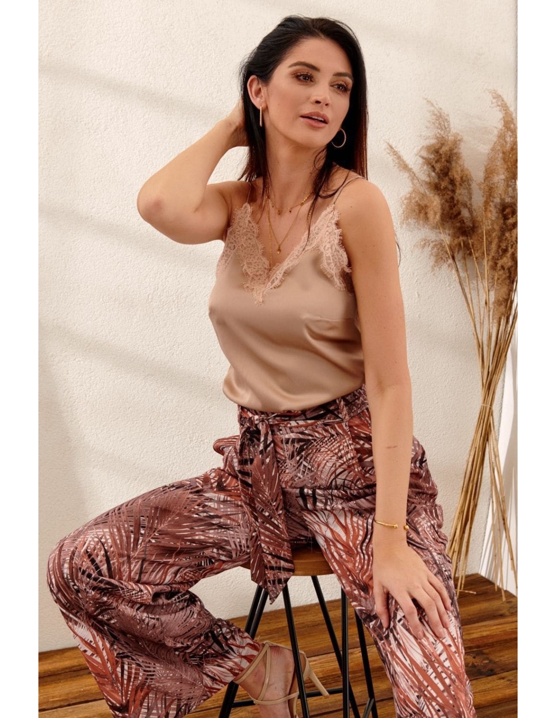 Pantaloni cu talie înaltă Cappuccino PR21940 - Magazin online - Boutique